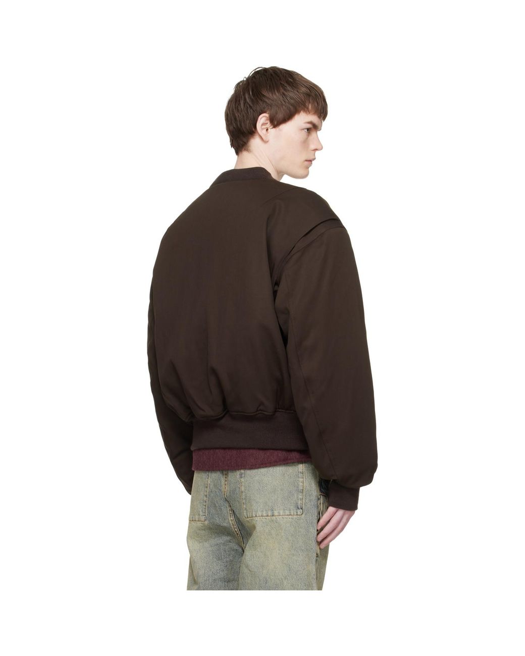Entire studios Black Cropped Broad Bomber Jacket for men