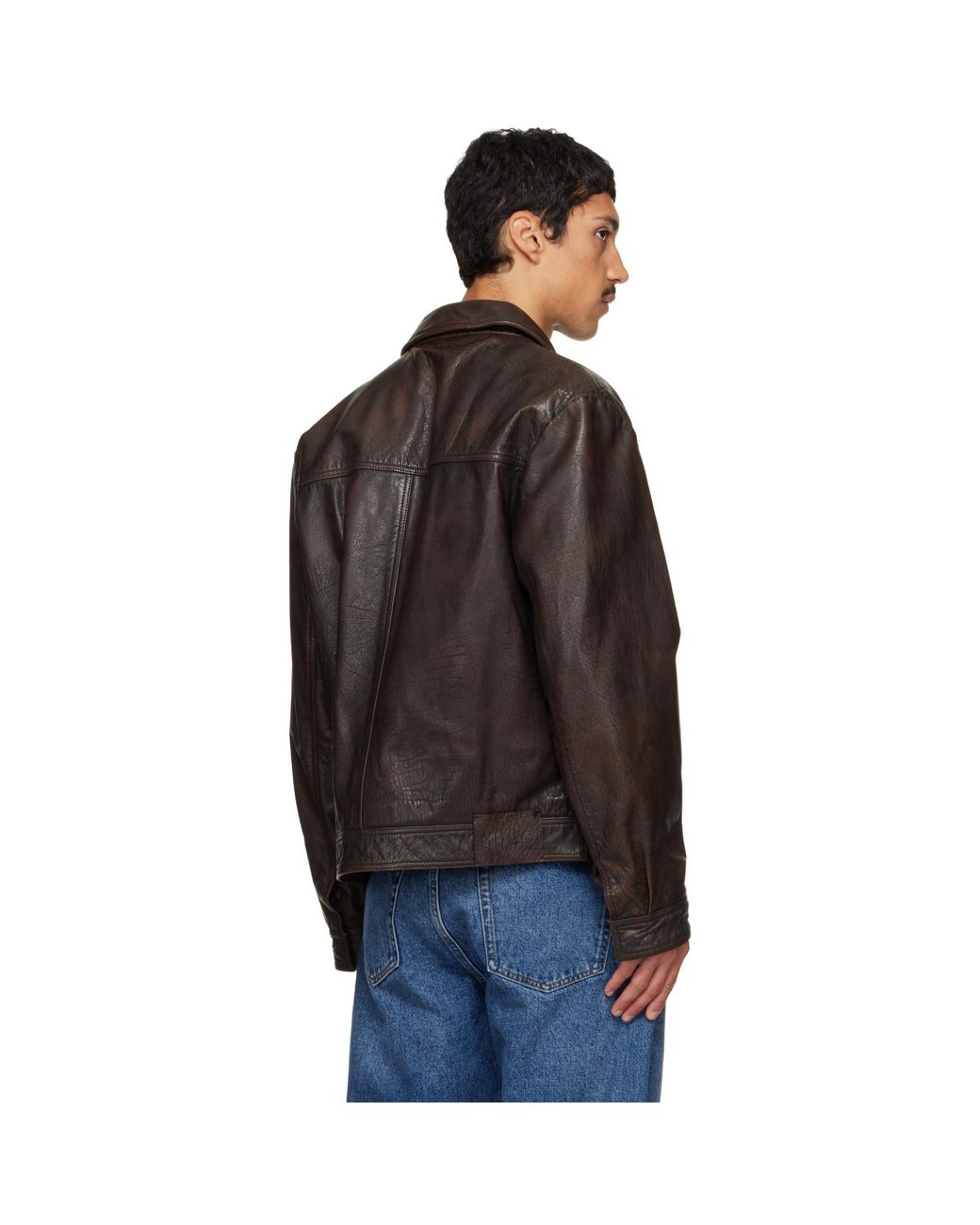 HUGO Black Regular-Fit Leather Jacket for men