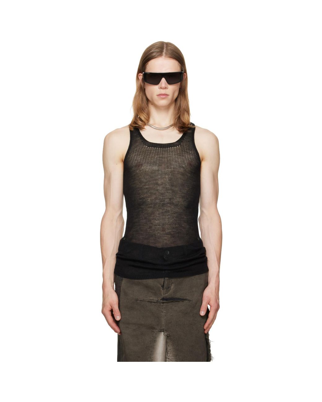 Rick Owens Black Tower Pony Tank Top for men