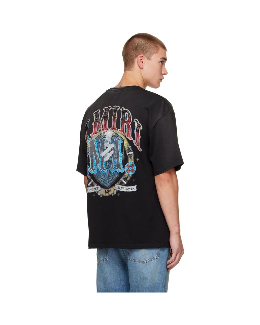 Amiri Black Crystal Hollywood T-Shirt for men