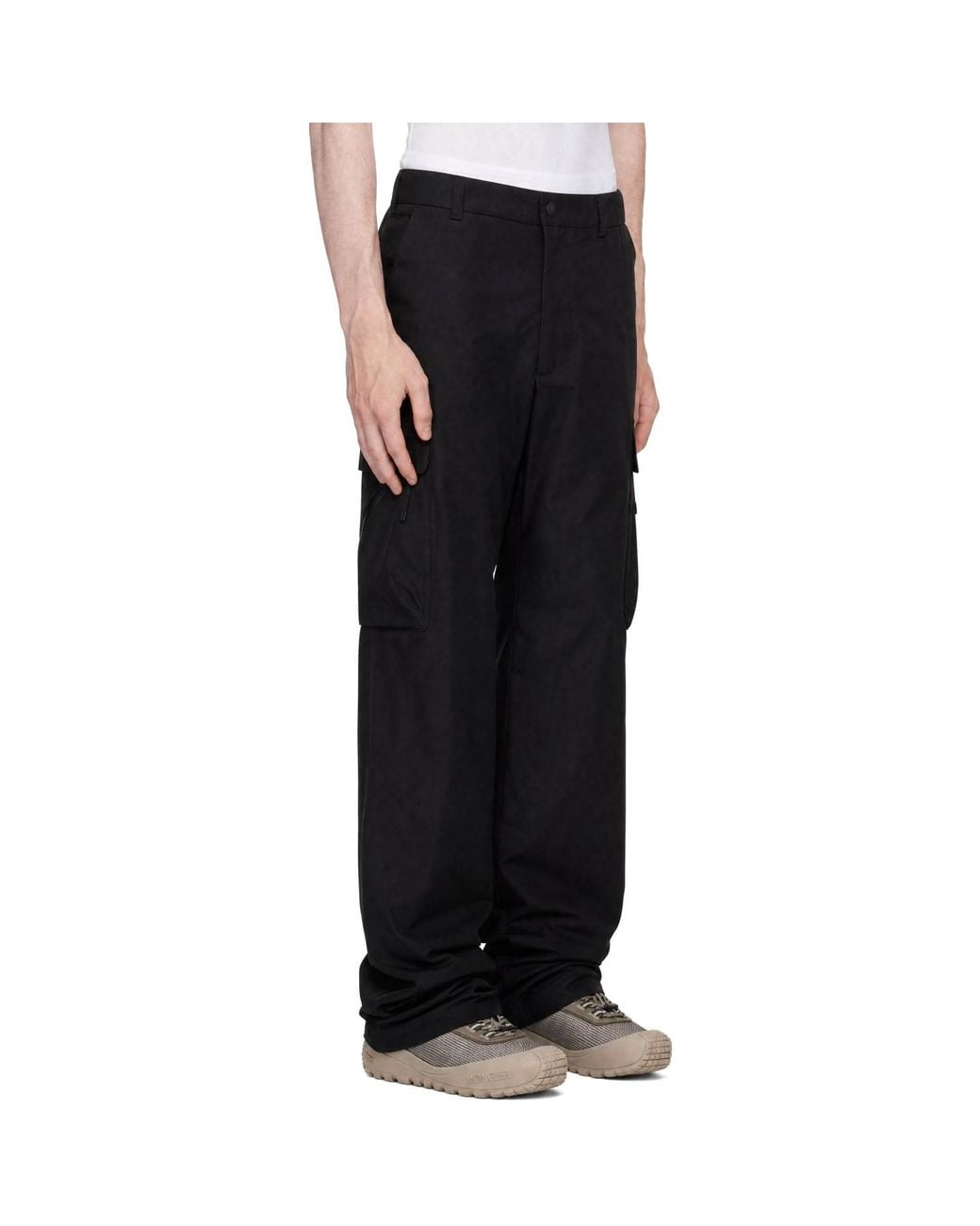 Moncler Black Logo Zip Cargo Pants for men