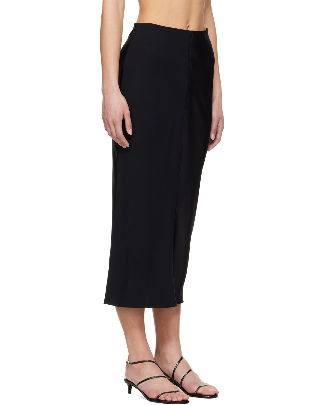 AMI Black Straight Midi Skirt