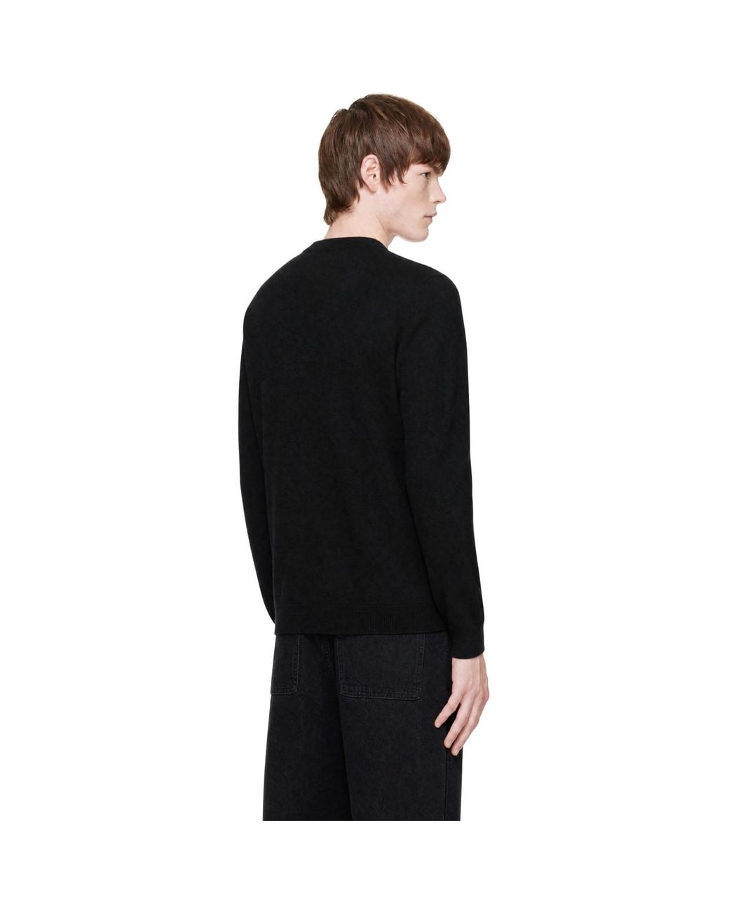 Entire studios Black Knit Cashmere V-Neck Sweater for men