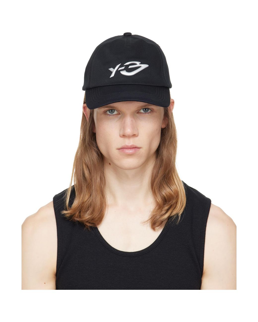 Y-3 Black Graphic Logo Cap for men