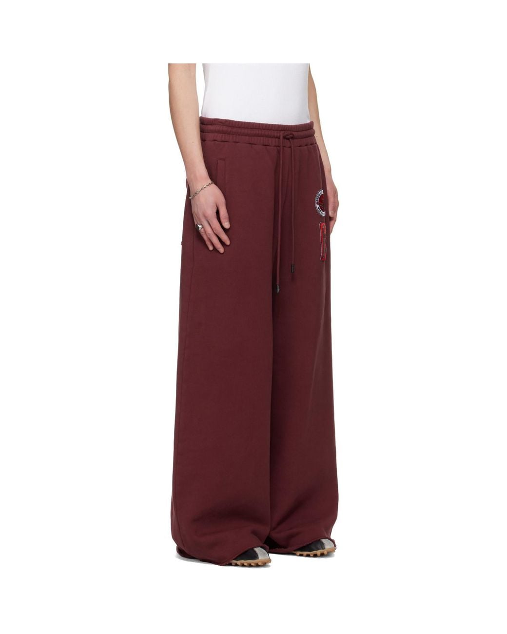 Lu'u Dan Red Bruce Lee X Lựu Đạn Burgundy Gym Sweatpants for men
