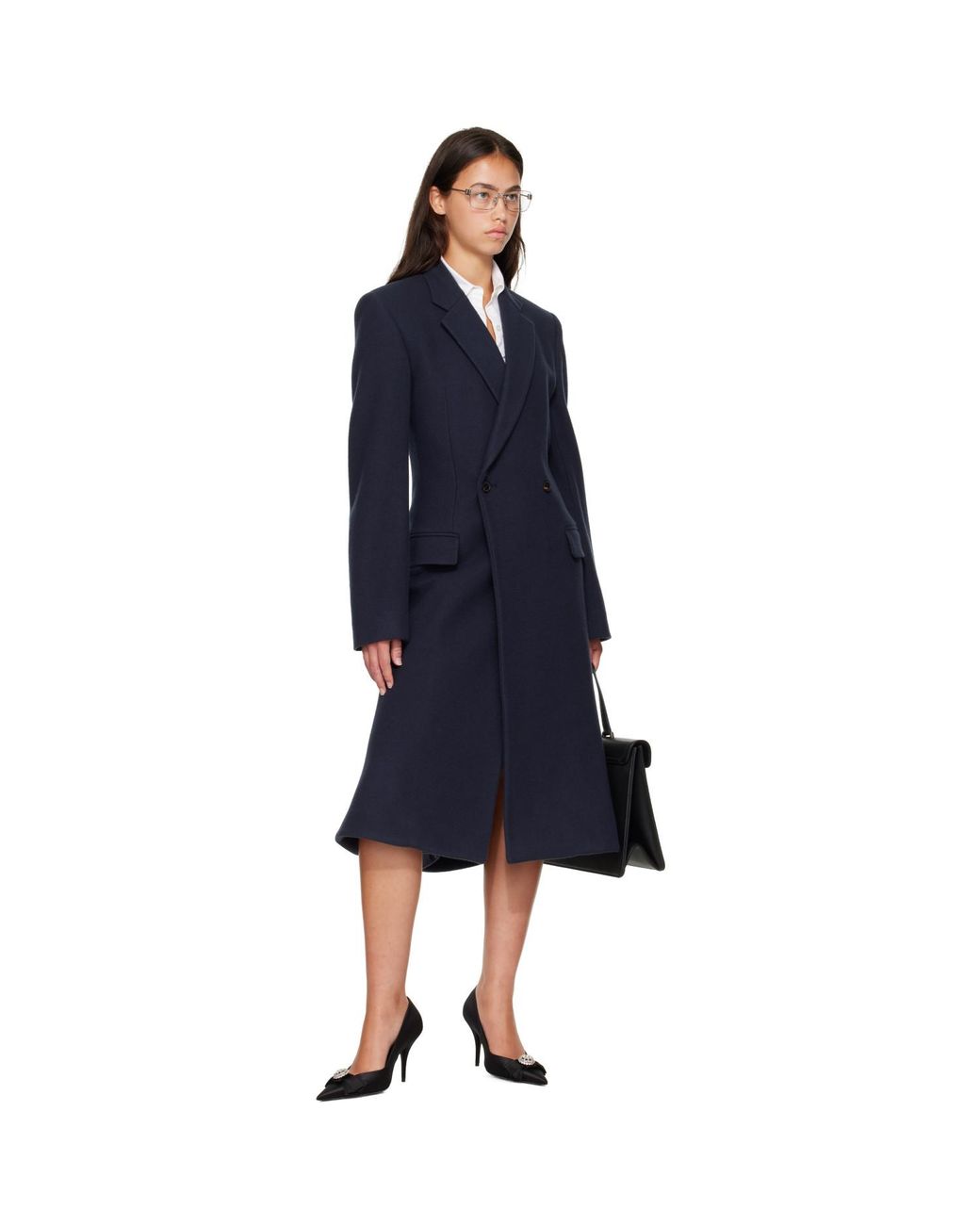Balenciaga Blue Godet Midi Coat