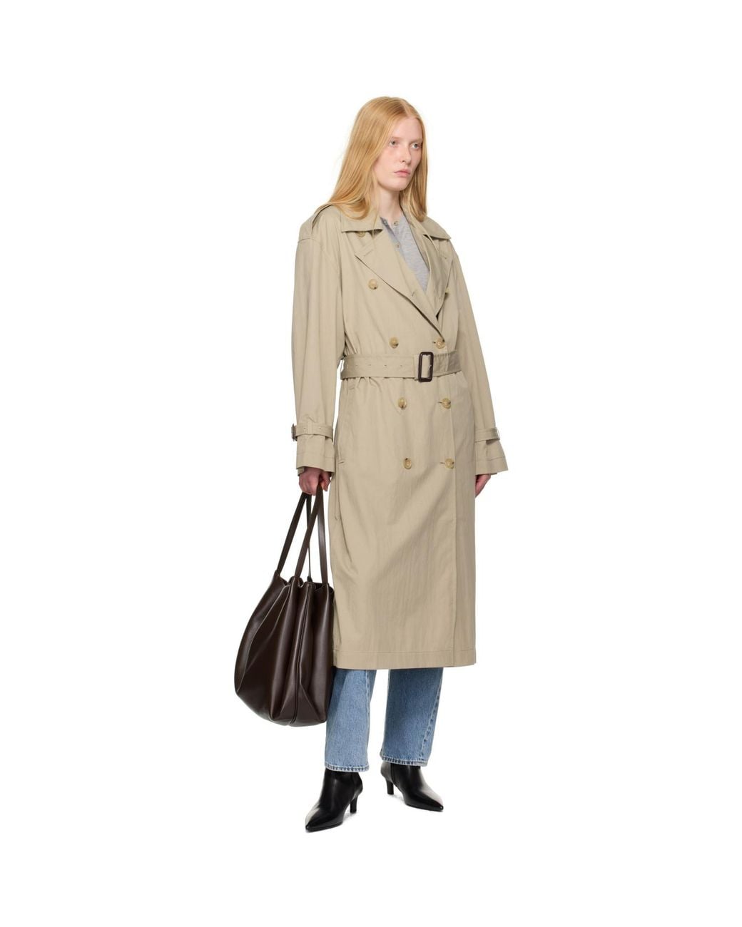 Totême  Natural Khaki Crisp Summer Trench Coat
