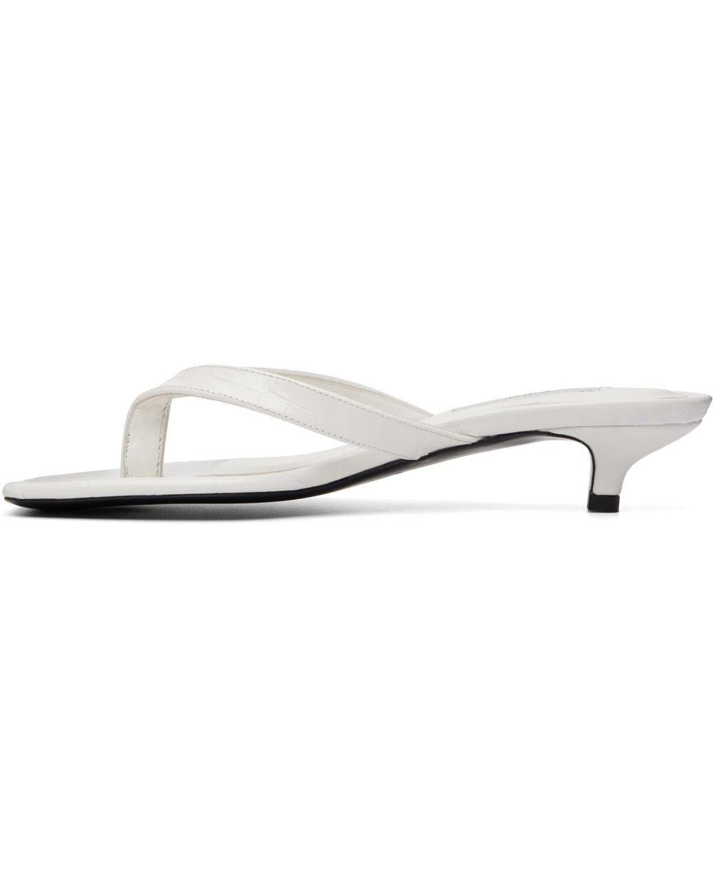 Totême Black Croco-Embossed Flip Flop Heeled Sandals