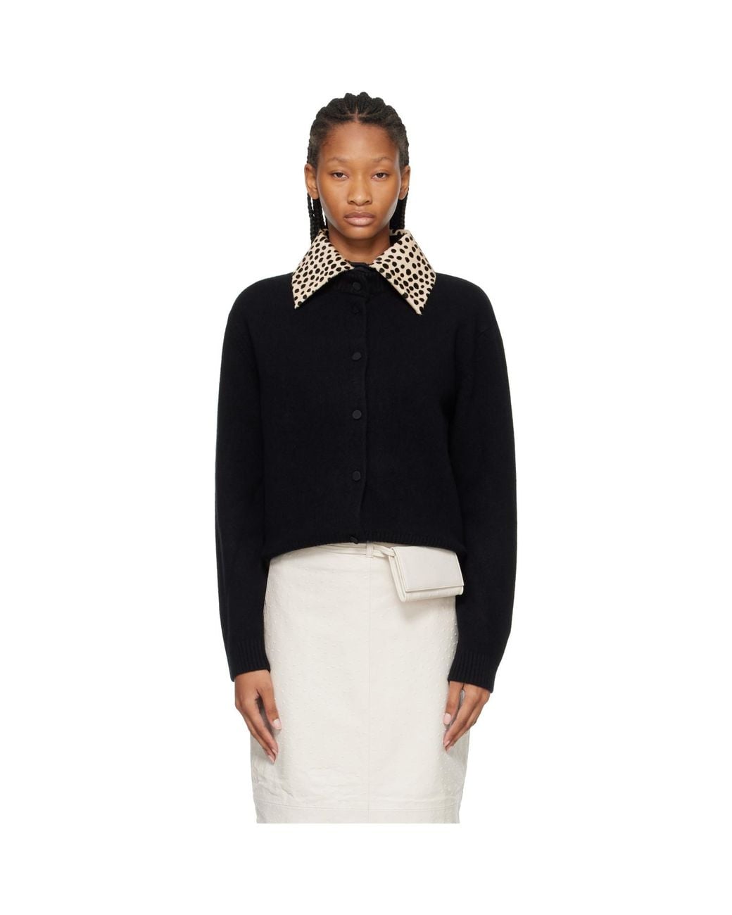 Rohe Black Cheetah Collar Cardigan