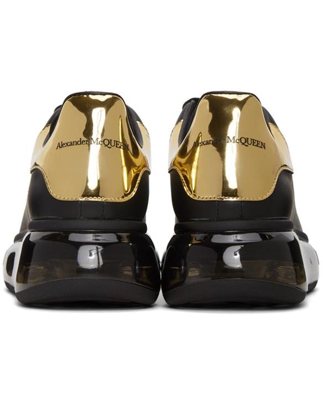 McQueen Oversized Leather Sneakers Black/gold for Men | Lyst McQueen Oversized Leather Sneakers Black/gold for Men | Lyst