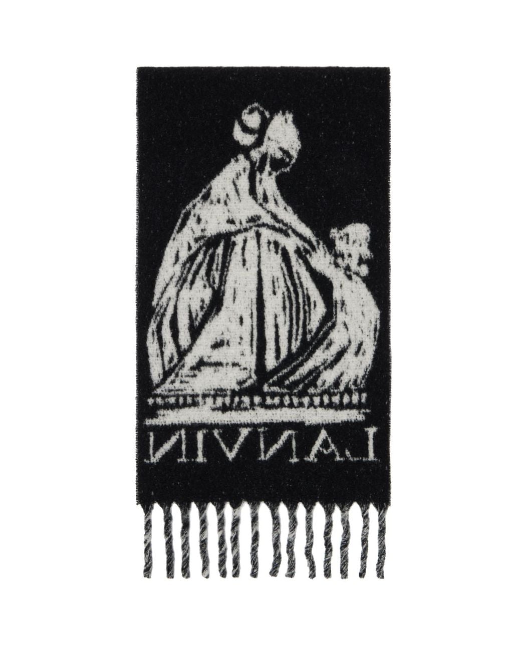 Lanvin Black Mother & Daughter Wool Scarf
