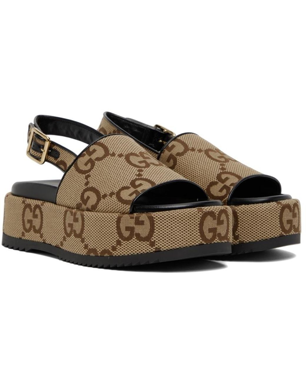 Sandales es à logos ggà plateforme Gucci en coloris Noir | Lyst