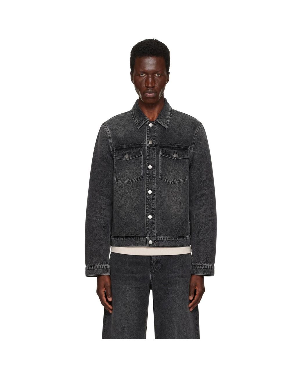 Entire studios Black Classic Denim Jacket for men