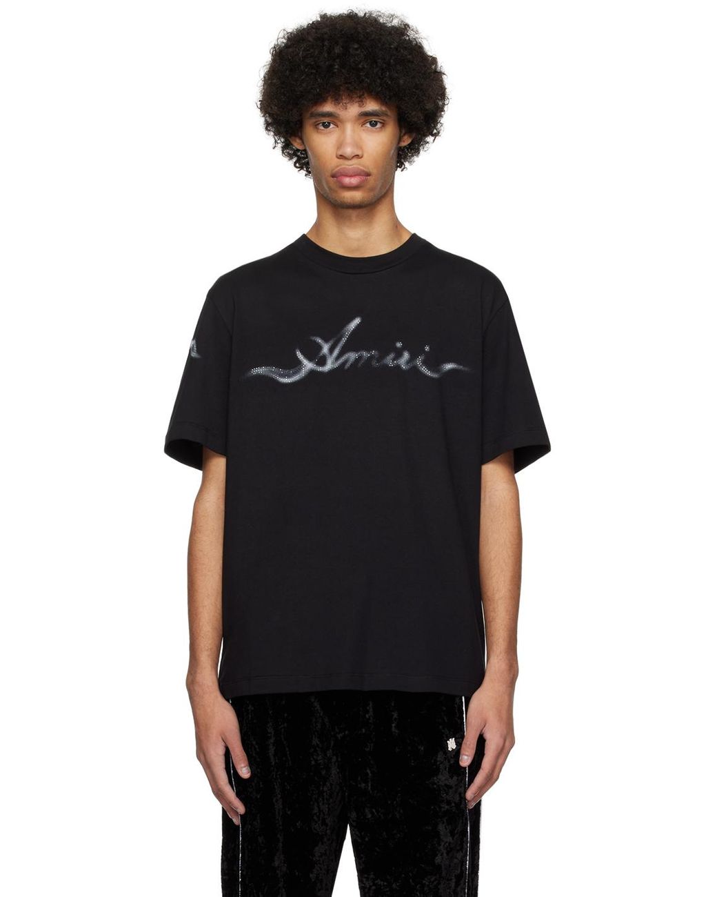 メンズ Amiri Smoke ラインストーン Tシャツ ブラック | Lyst