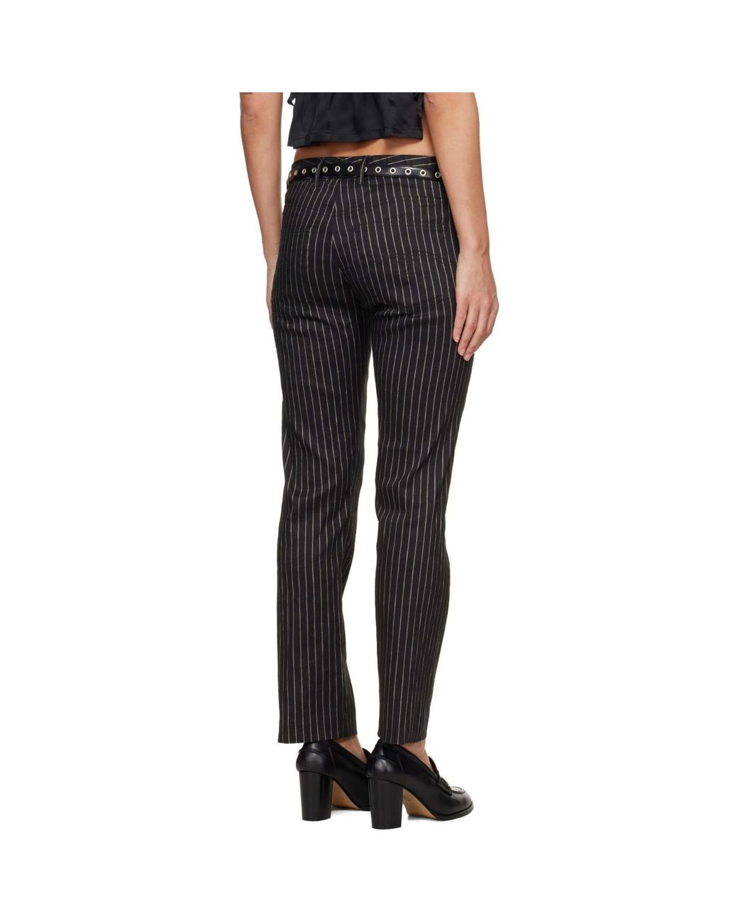 R13 Black Tailored Boy Straight Trousers