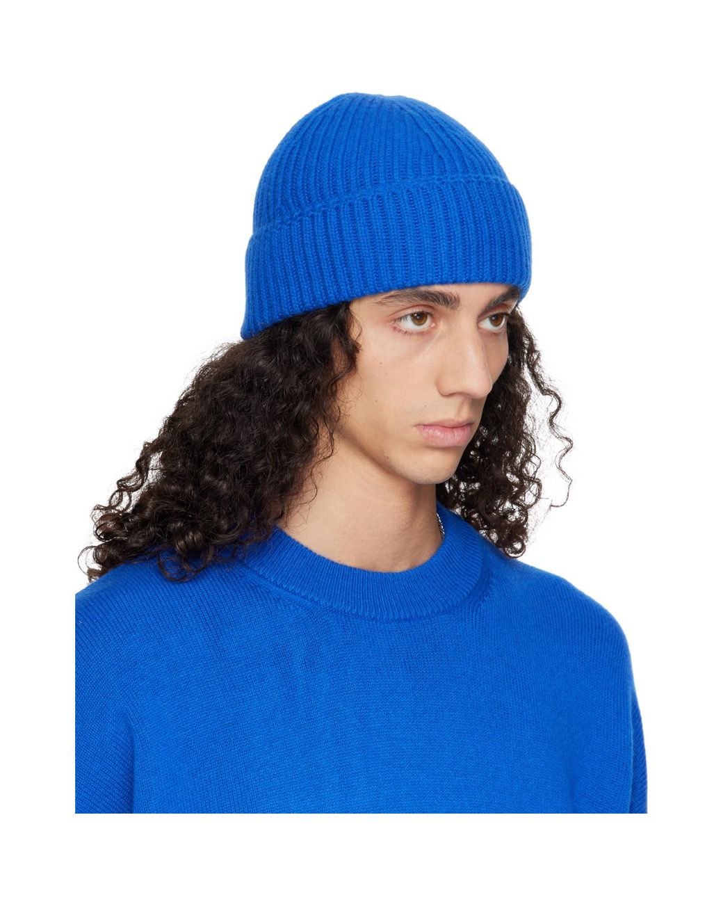 YACAIA Blue Y-0004 Merino & Cashmere Beanie for men