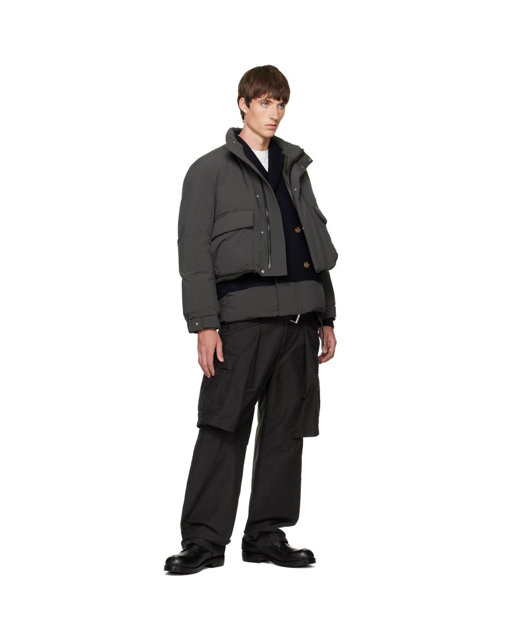 Sacai Black Down Puffer Blouson Jacket for men