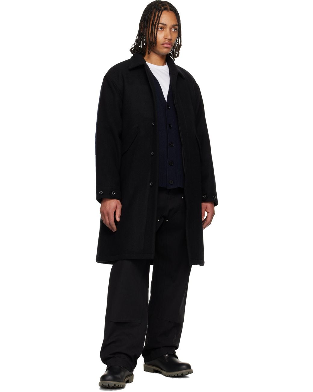 Neighborhood Black Wool Mod Coat for men