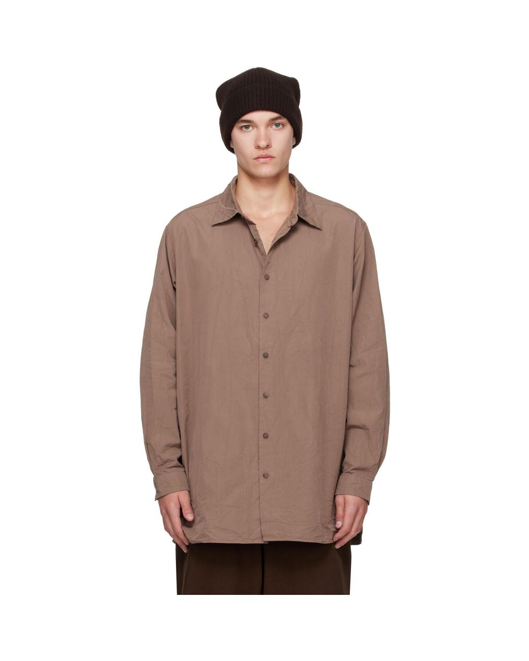 Casey Casey Brown Paper Cot Ikla Shirt for men
