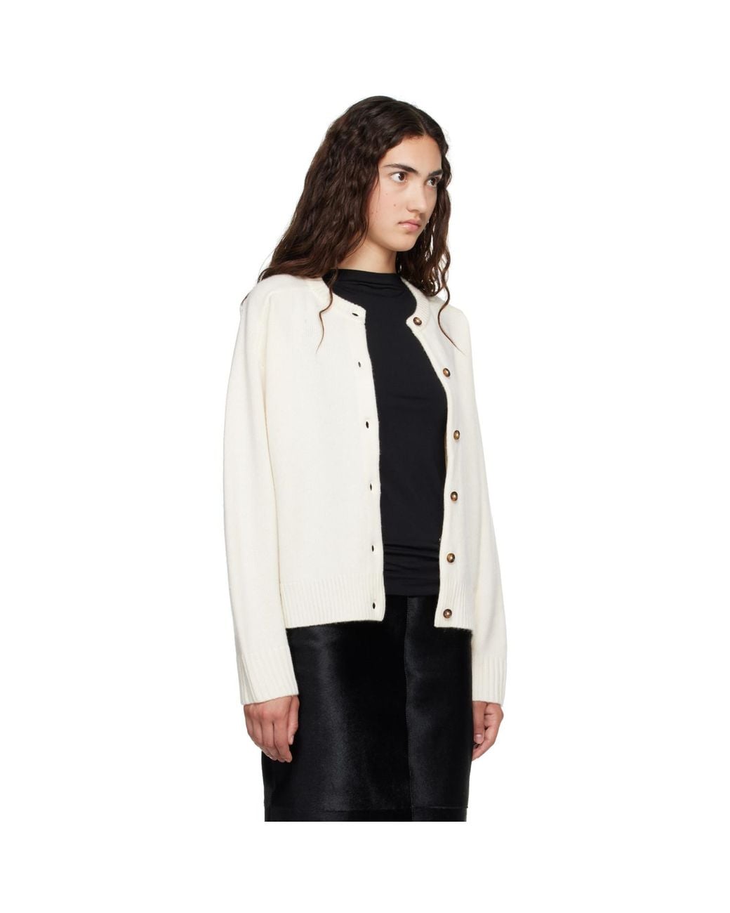 Loulou de Saison Black Off- Aidar Lds Wool Cashmere Cardigan