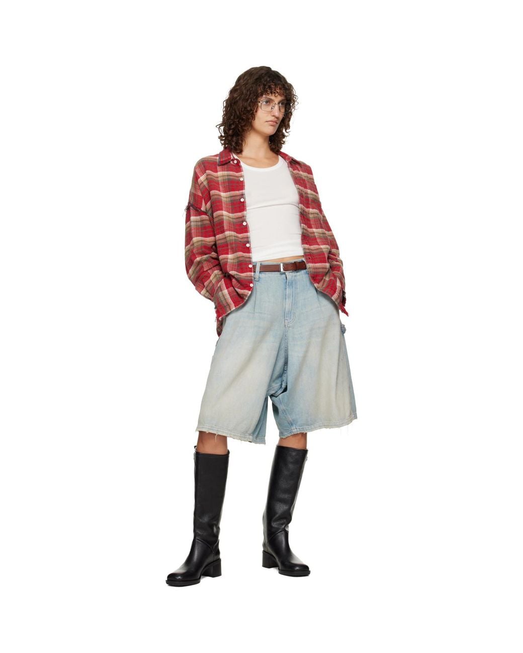 R13 Ssense Exclusive Shredded Seam Drop Neck Shirt