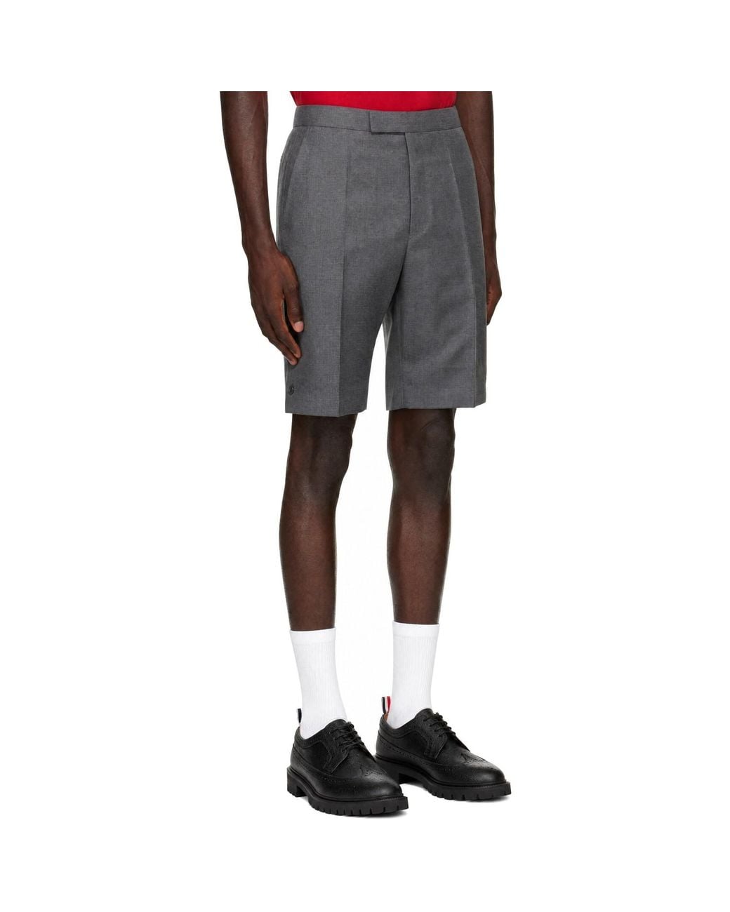 Thom Browne Gray Super 120's Twill Backstrap Shorts for men