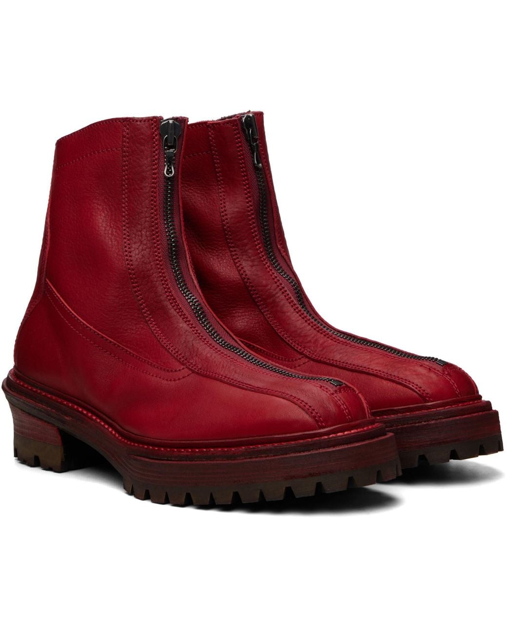 Julius Red Front Zip Boots for men