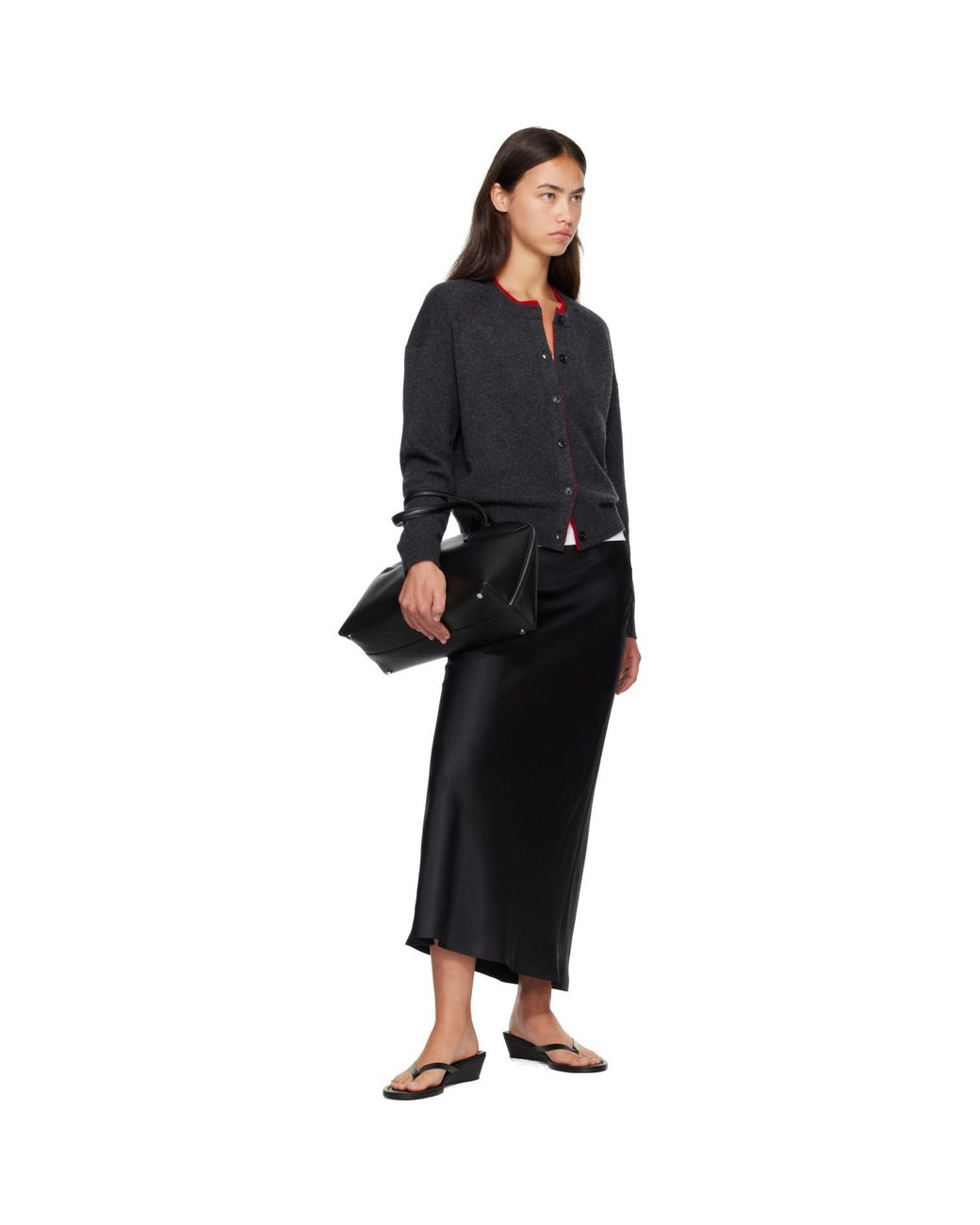 Loulou de Saison Black Eli Silk Twill Maxi Skirt