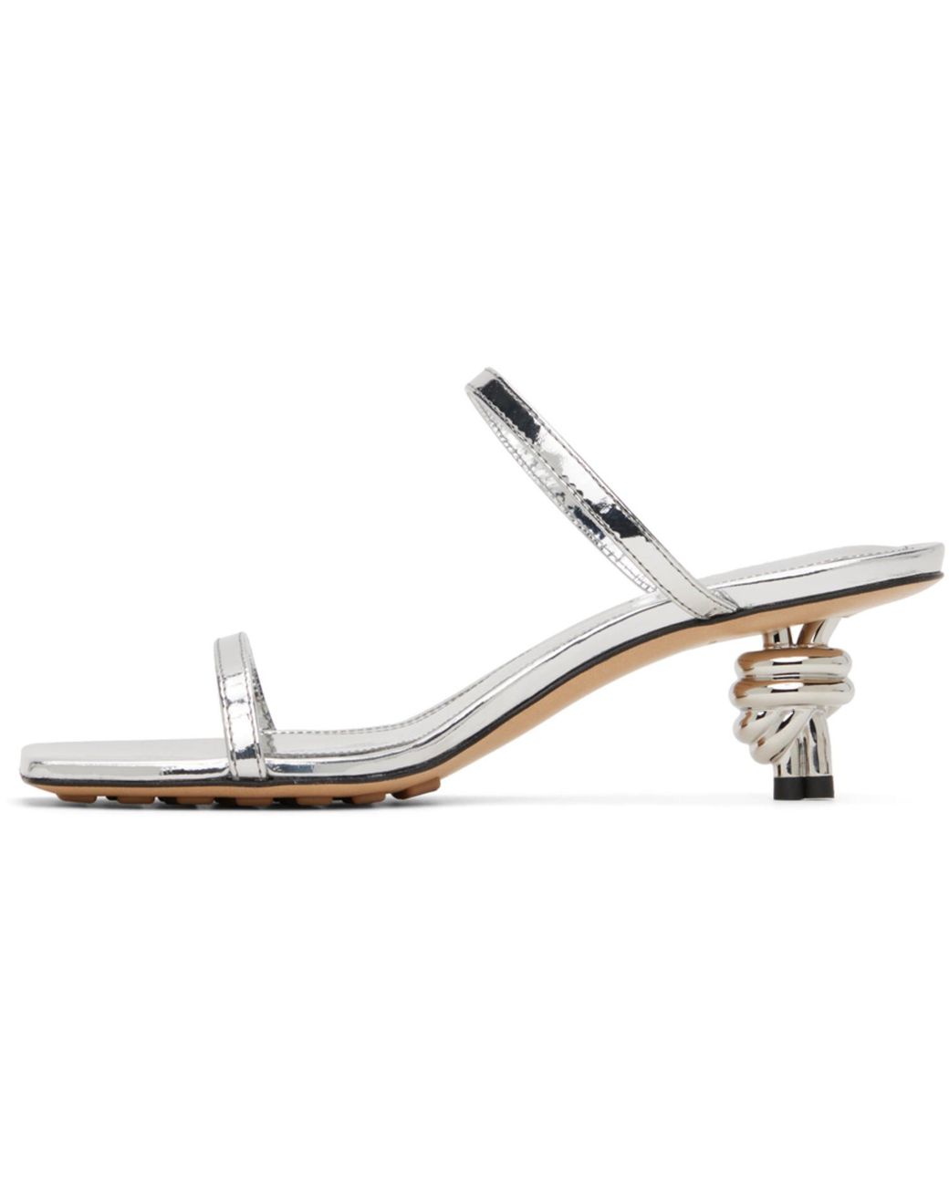 Bottega Veneta Black Silver Knot Mules