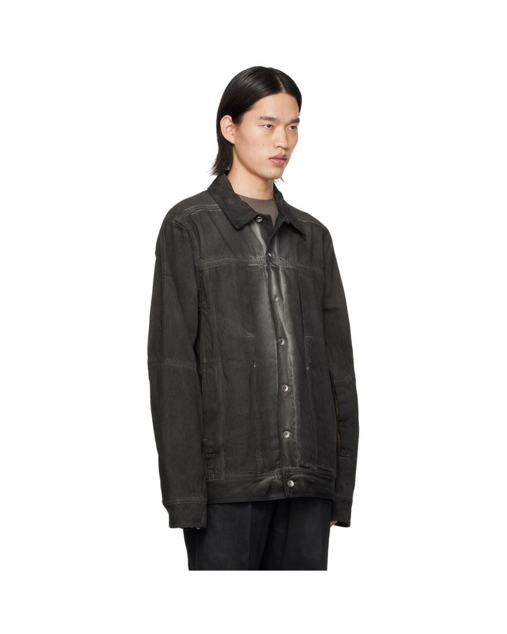 Rick Owens Black Lido Worker Denim Jacket for men
