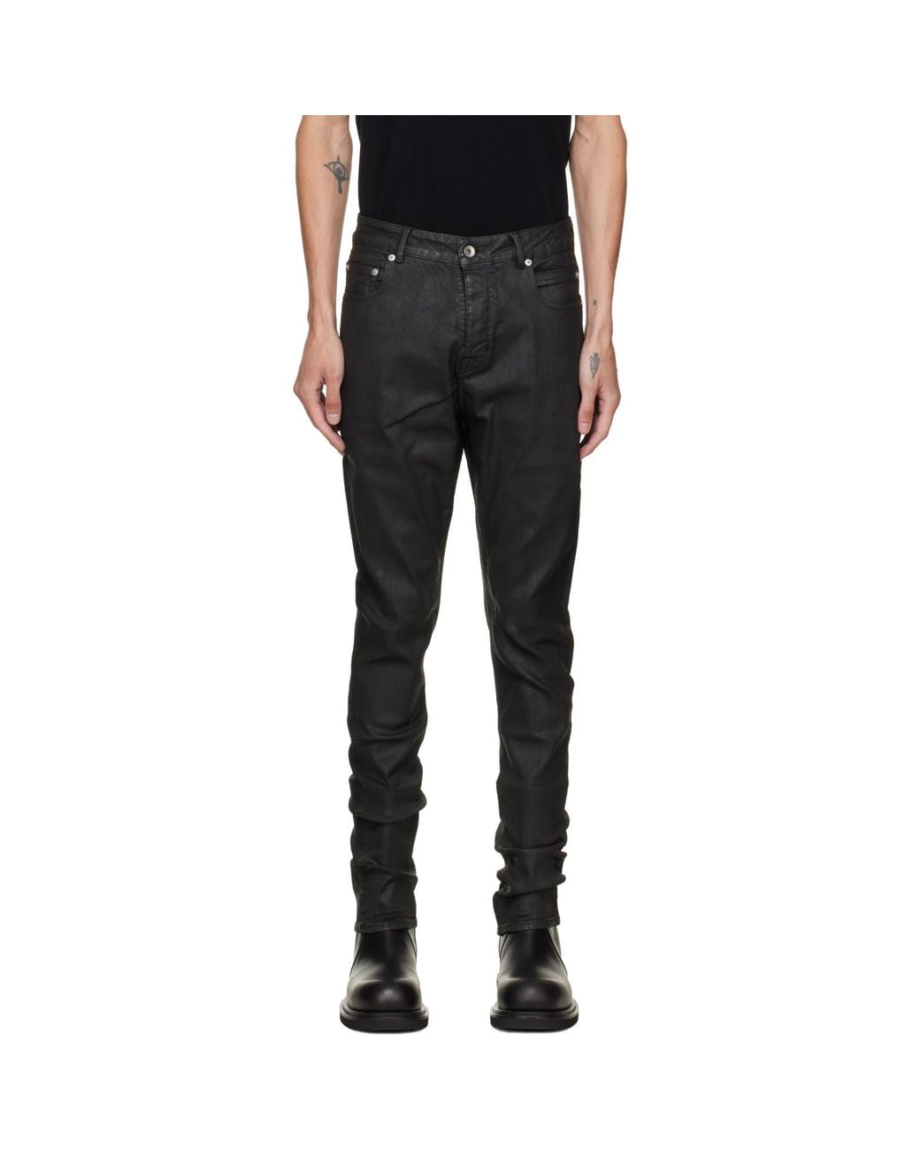 Rick Owens Black Tower Detroit Cut Jeans for men
