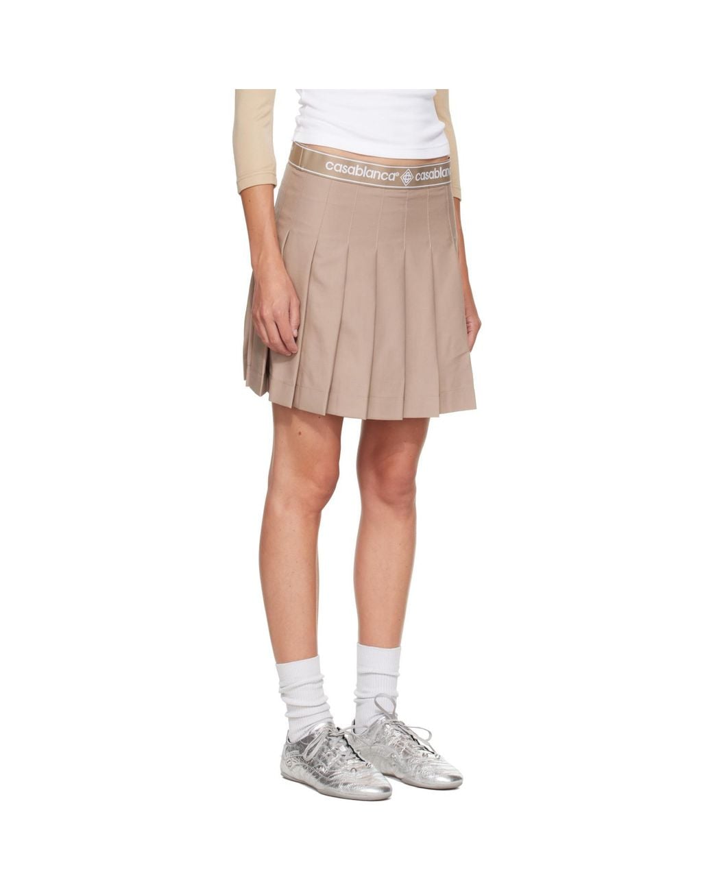 Casablanca Natural Pleated Miniskirt
