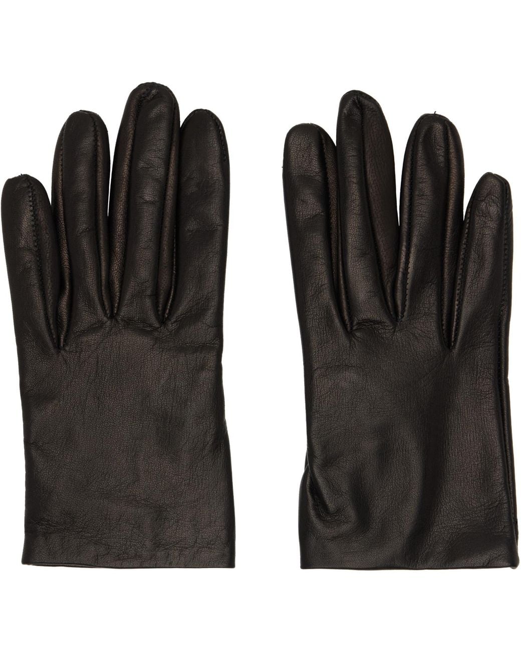 Mugler Black Short Leather Gloves