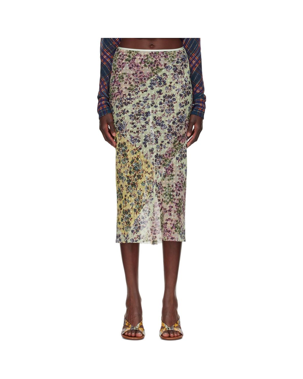 Dries Van Noten Multicolor Jacquard Midi Skirt