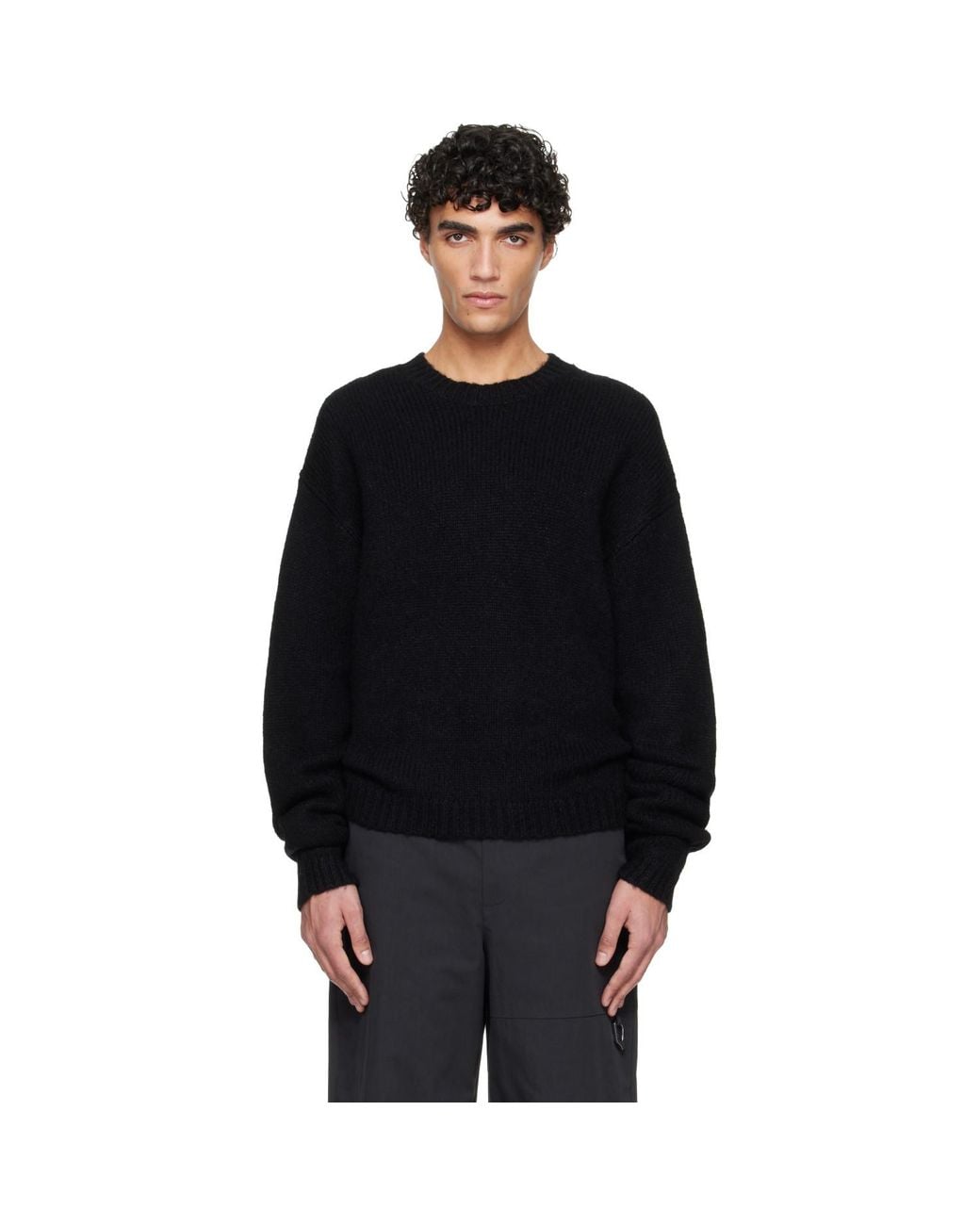 HELIOT EMIL Black Roan Alpaca Knit Sweater for men