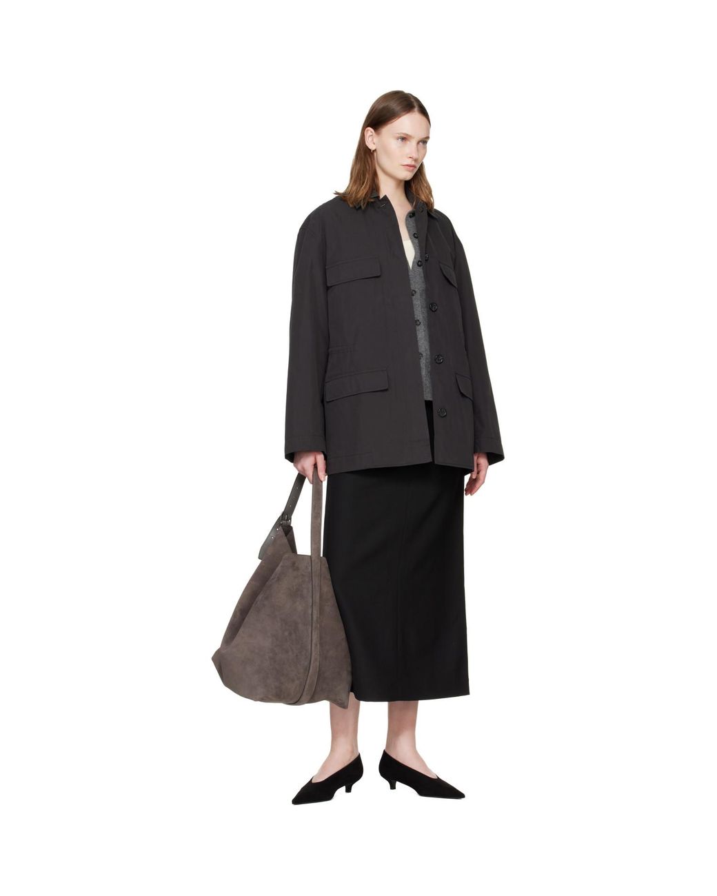 Totême Black Collared Drawstring Jacket