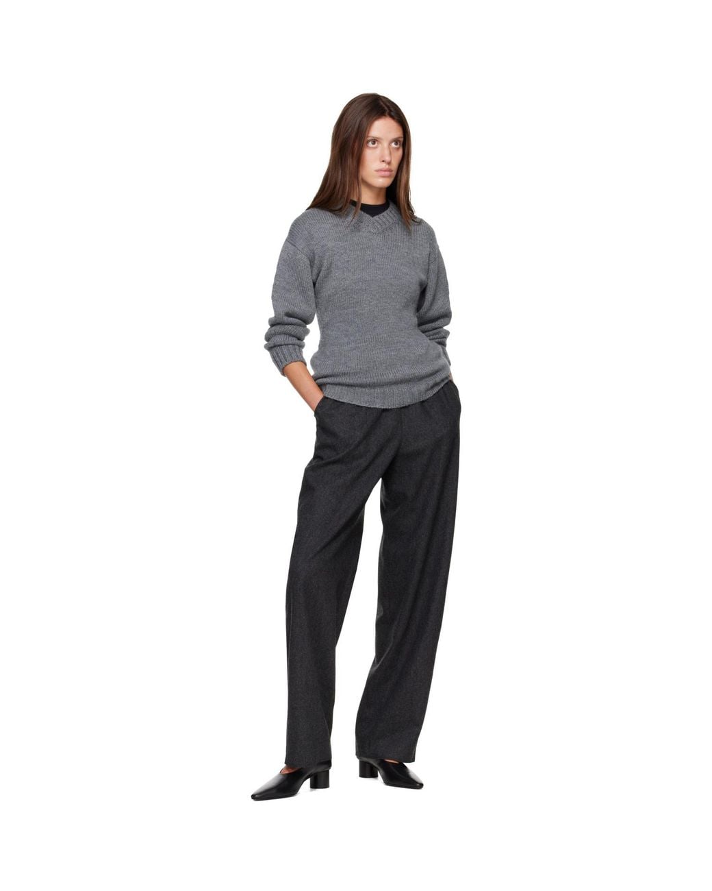 Jil Sander Black Wool Flannel Trousers
