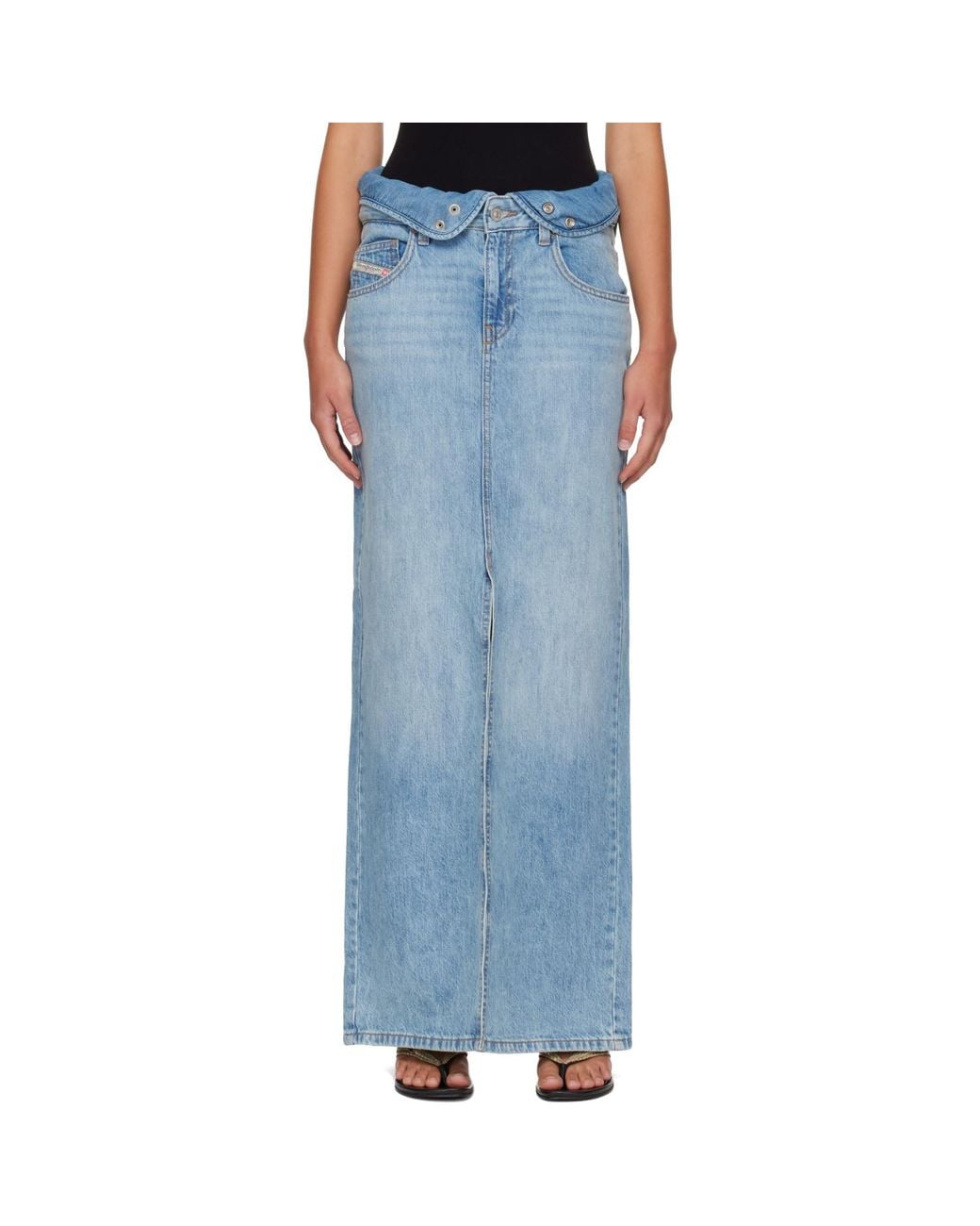 DIESEL Blue Jean-Illusion Denim Maxi Skirt