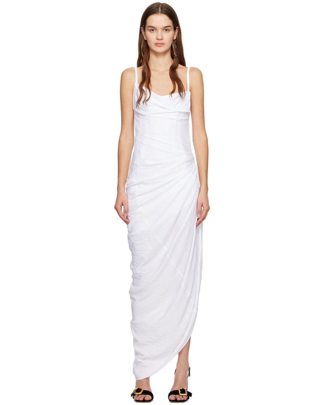 Robe longue la robe saudade longue blanche les classiques Jacquemus en coloris Noir Lyst