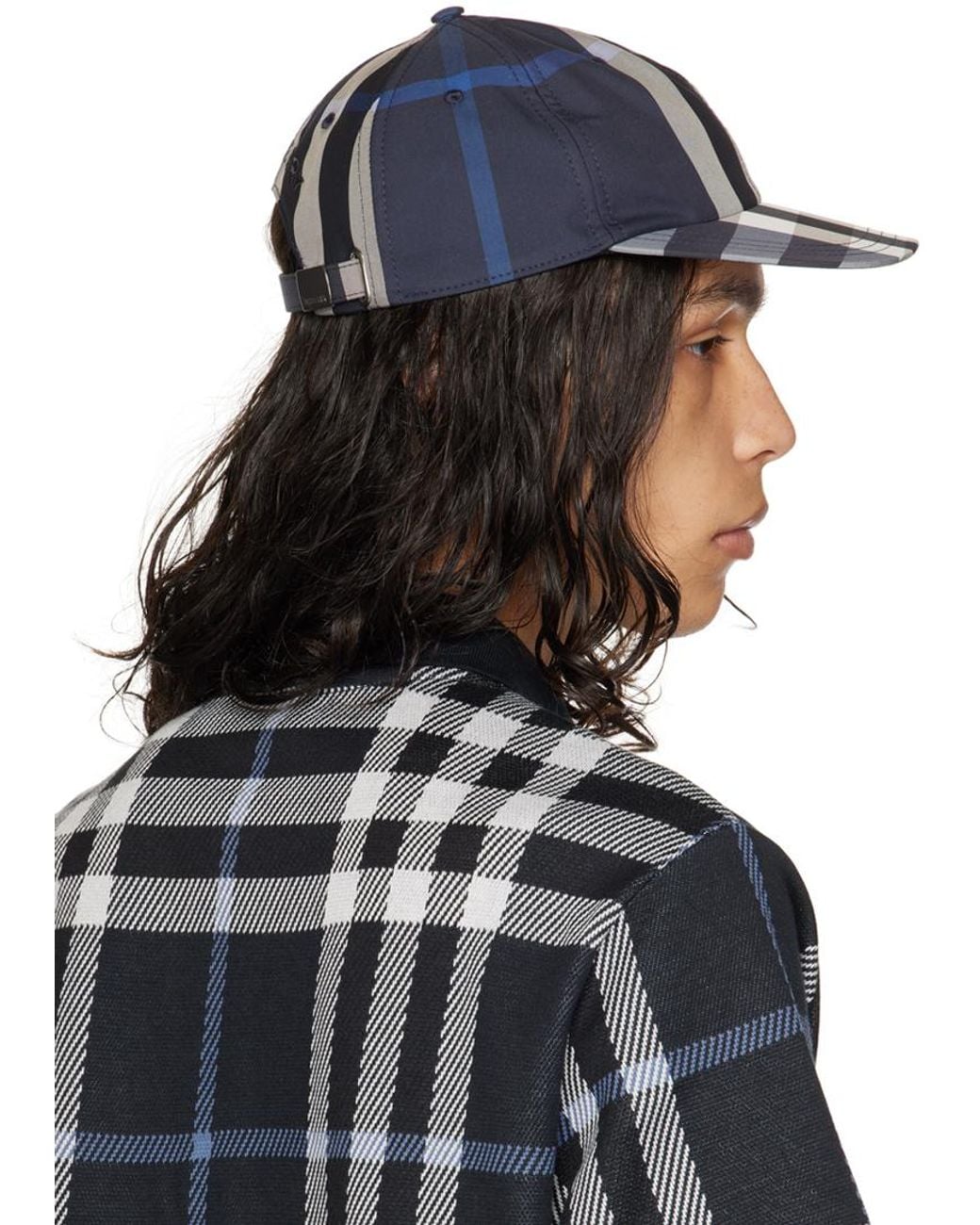 Burberry Navy Check Cap in Black for Men | Lyst Australia display picture 2