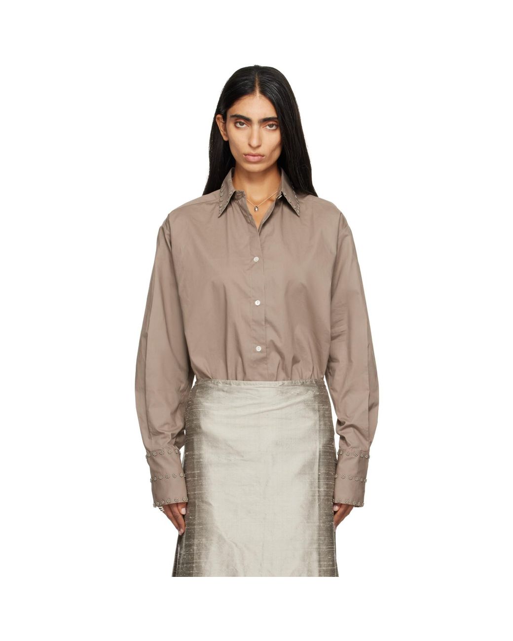 RESCHA Brown Ssense Exclusive Tan Hom Embroidered Shirt
