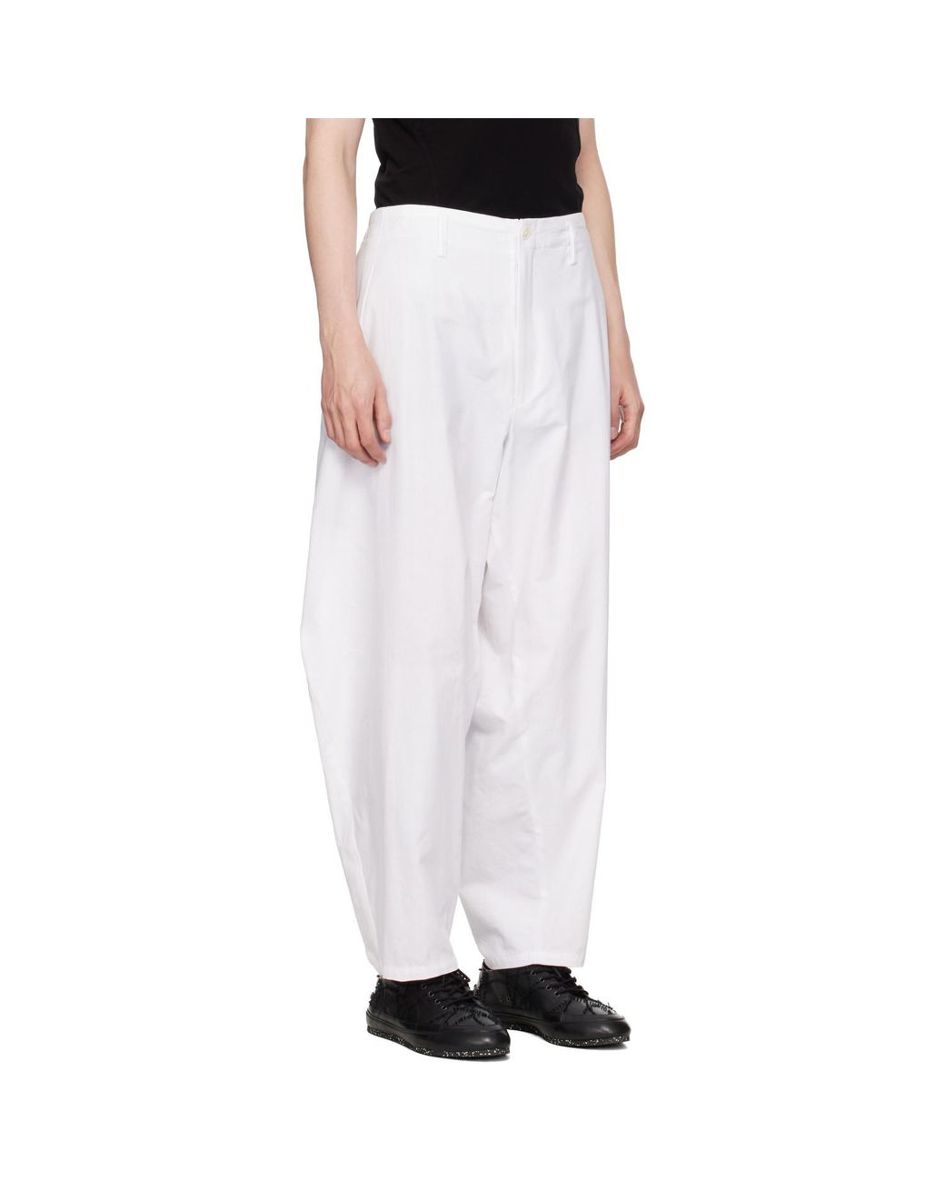 Yohji Yamamoto White Khadi Cotton Drape Trousers for men
