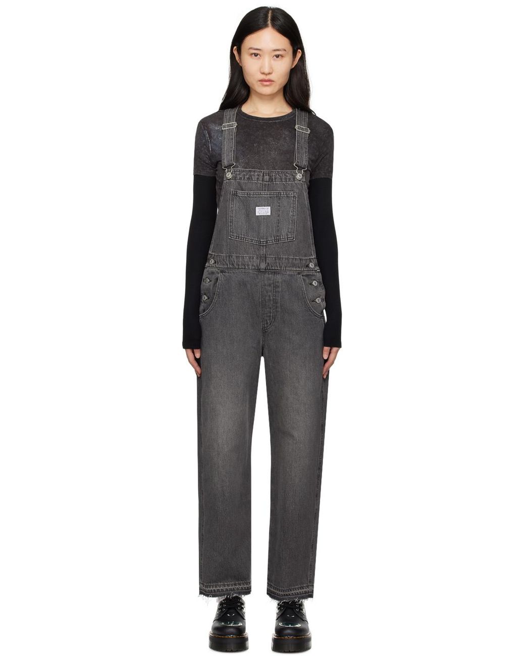 Levi's skinny sales overalls black