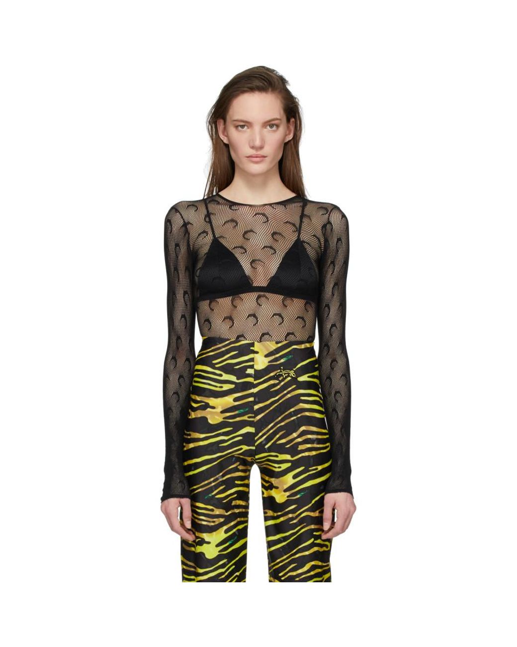 Marine Serre Black Fishnet Moon Pullover | Lyst