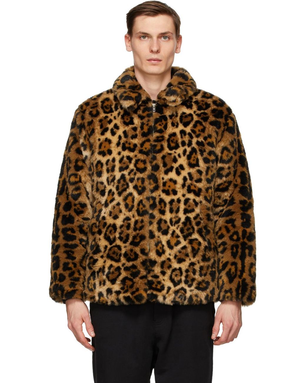 Wacko Maria Brown Faux-fur Jaguar Coach Jacket in Natural for Men | Lyst