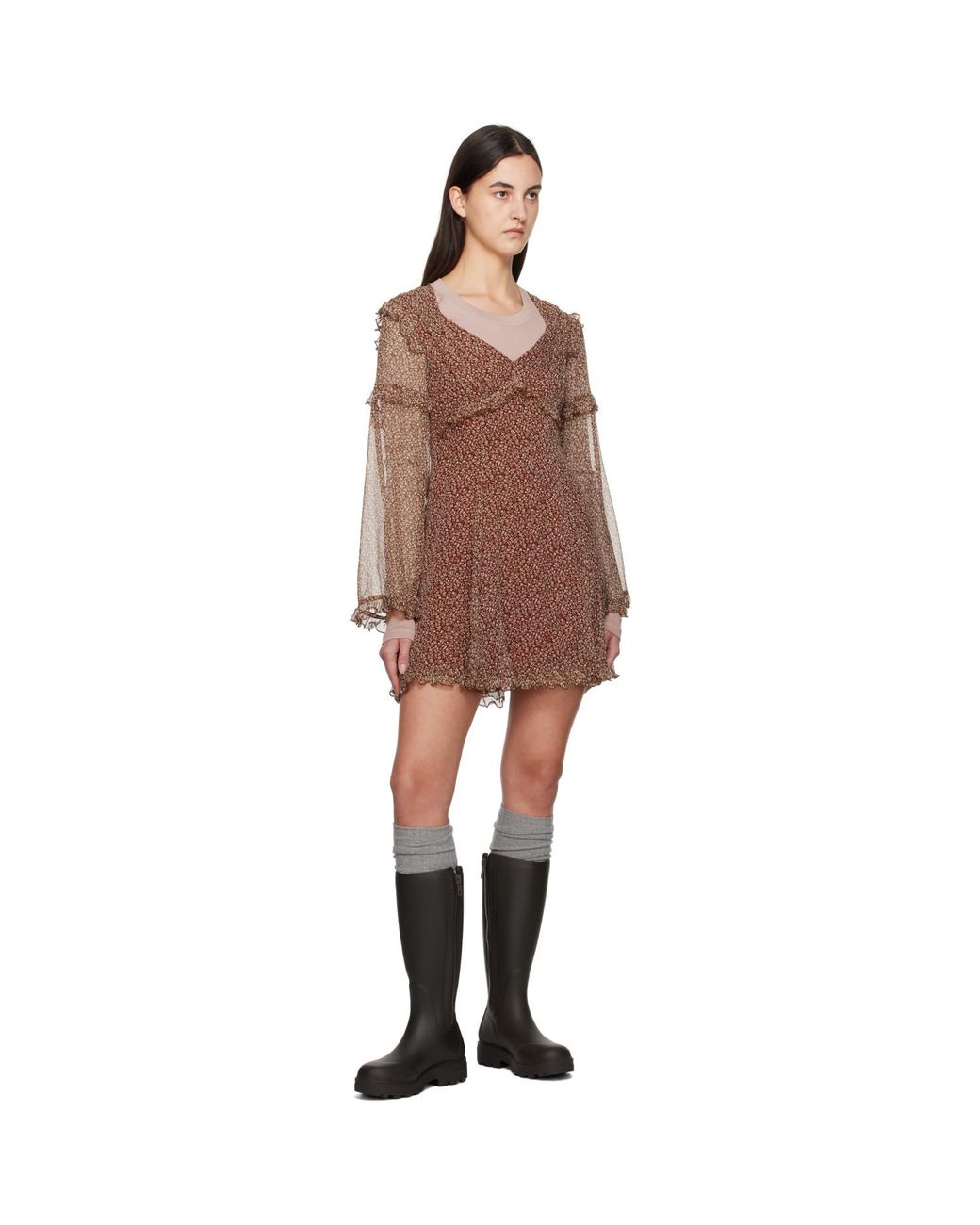 Weekend by Maxmara Black Burgundy Cardato Minidress