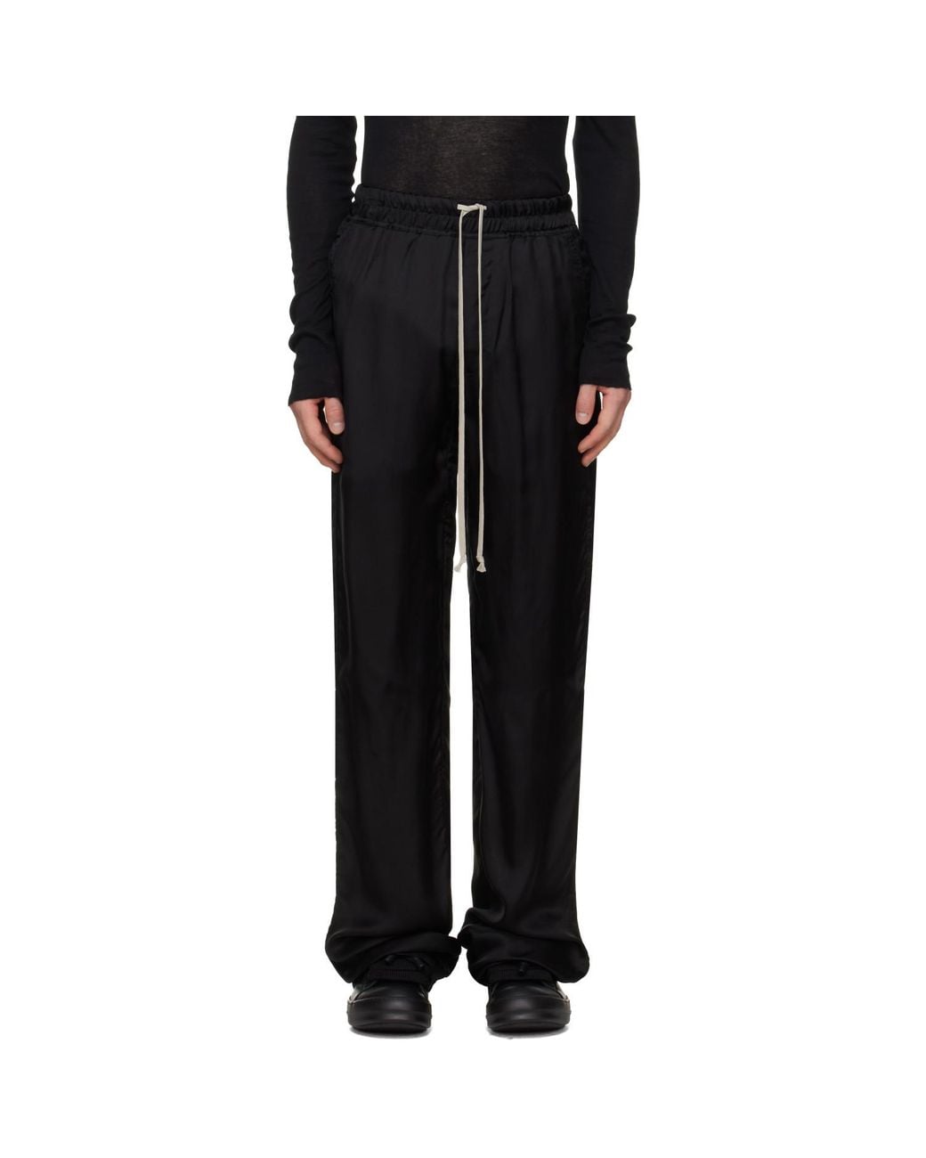 Rick Owens Black Tower Dietrich Drawstring Trousers for men