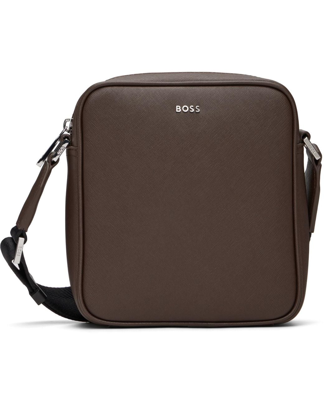 Boss Brown Logo Lettering Reporter Bag for men