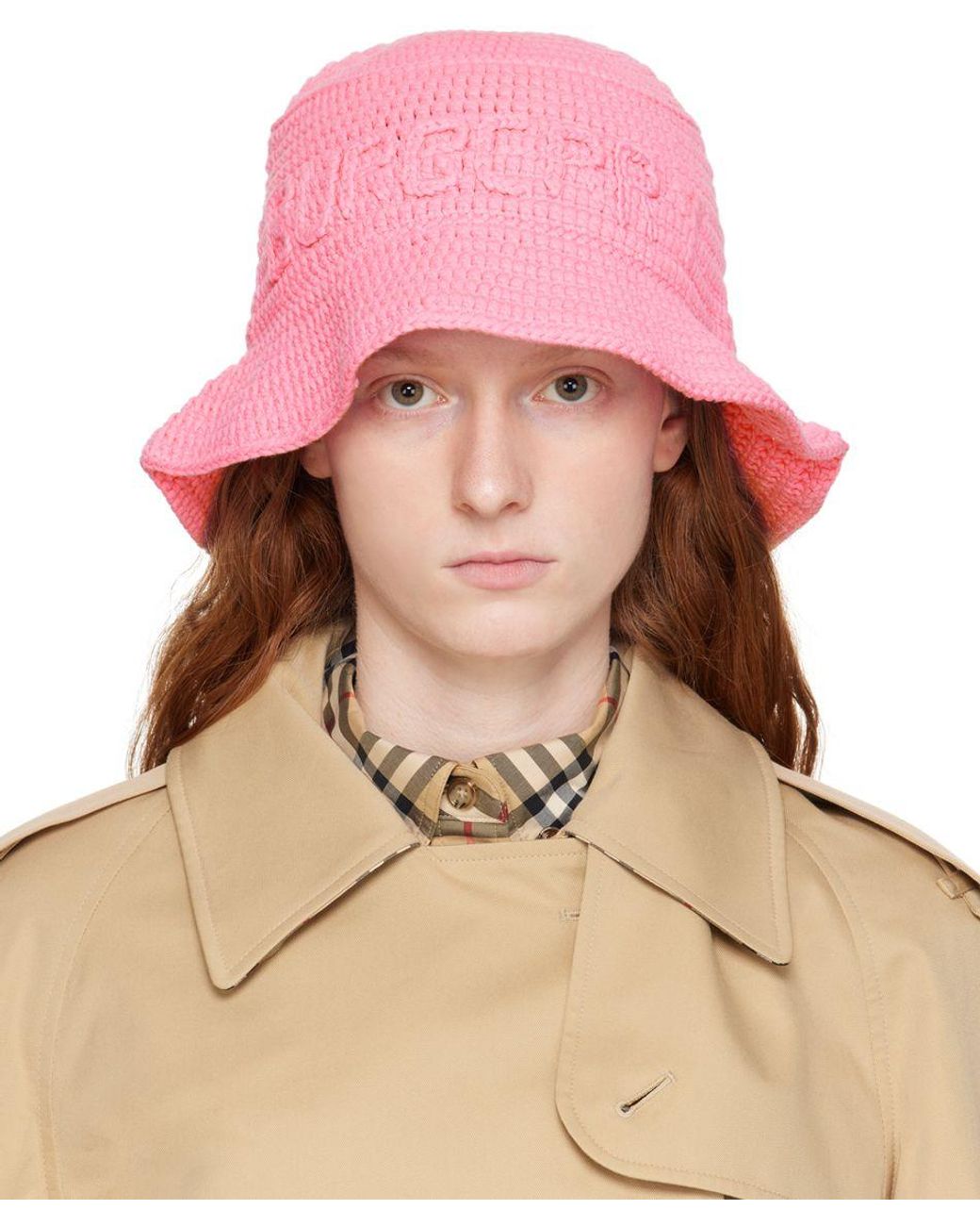 Burberry Pink Crochet Bucket Hat | Lyst