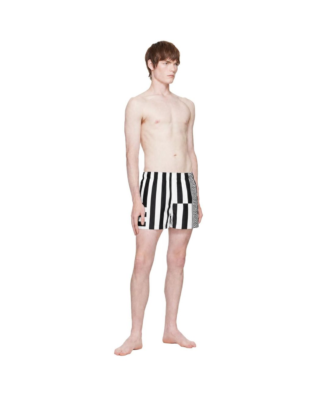 Versace Black Printed Swim Shorts for men
